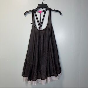 Betsey Johnson Black and Pink Layeres Nightgown Babydoll Whimsigoth Size Large